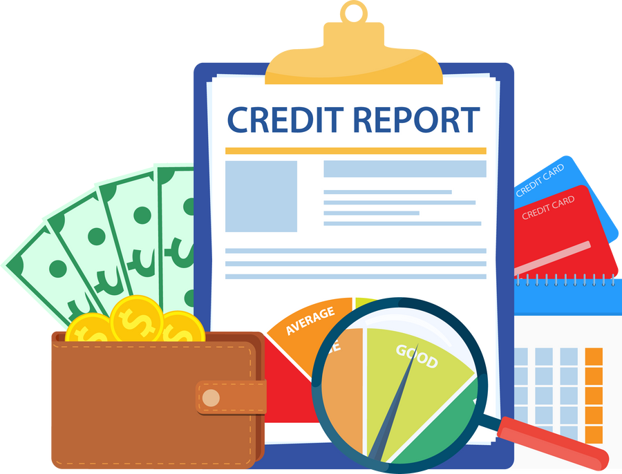 Credit report document concept.